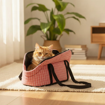 Sac chat balade matelassé à carreaux roses — photo 2