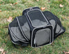Caisse pour transport de chat extensible, coloris noir liseré blanc
