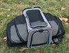 Caisse pour transport de chienextensible, coloris gris liseré bleu