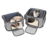 Les deux compartiments du sac double séparés, chacun avec son chat